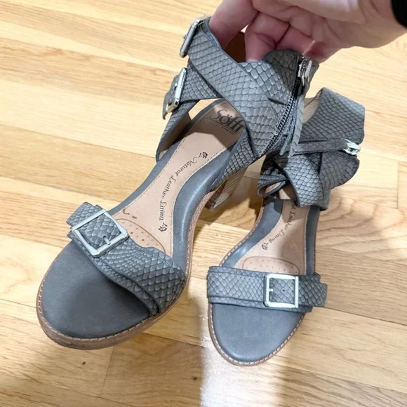 Sofft Marlyn Gray Snakeskin Sandals - Picture 2 of 12